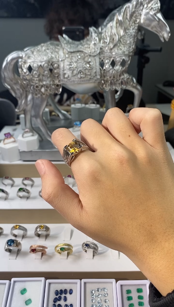 【闪购商品】黄晶戒指银S925镶嵌111111111