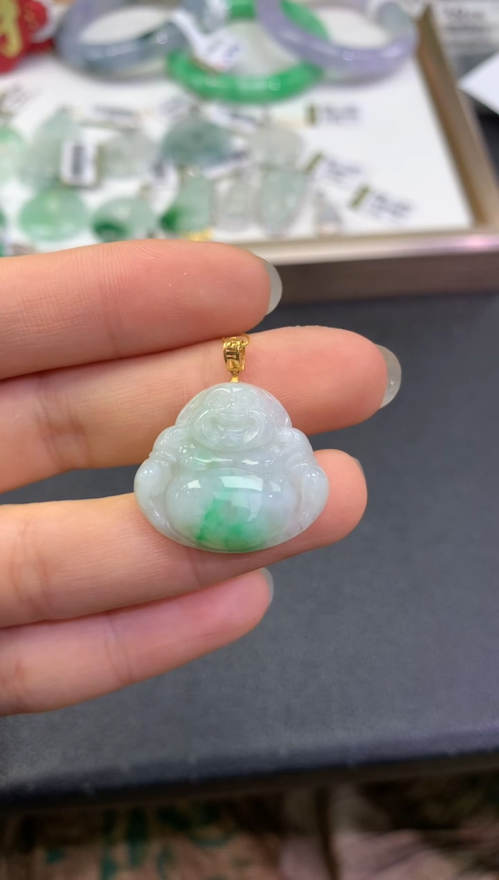 【闪购商品】翡翠吊坠(赠链)18K金镶嵌              