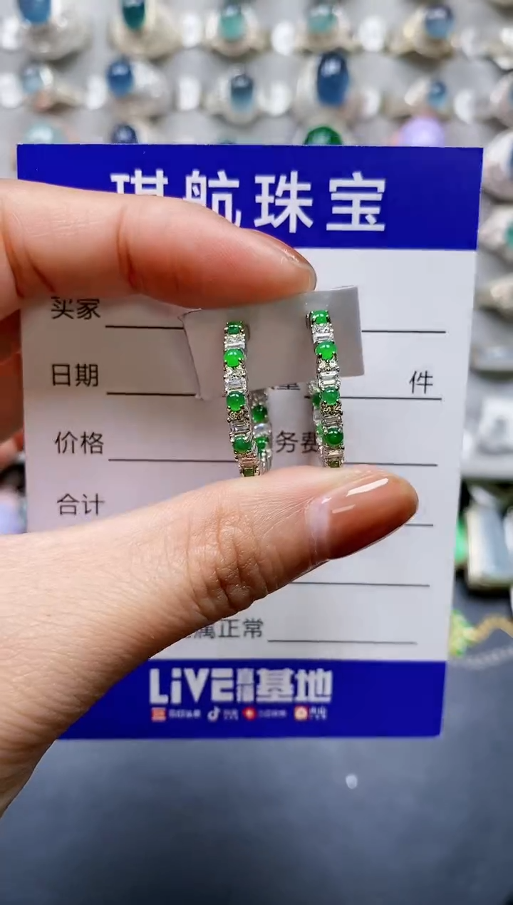 【闪购商品】翡翠耳饰银S925镶嵌0576