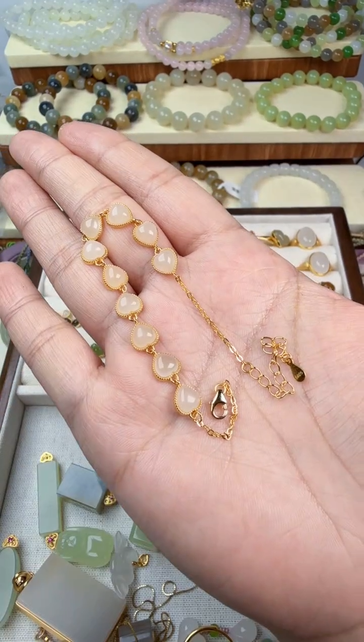 银S925镶嵌手链和田玉c****x手链