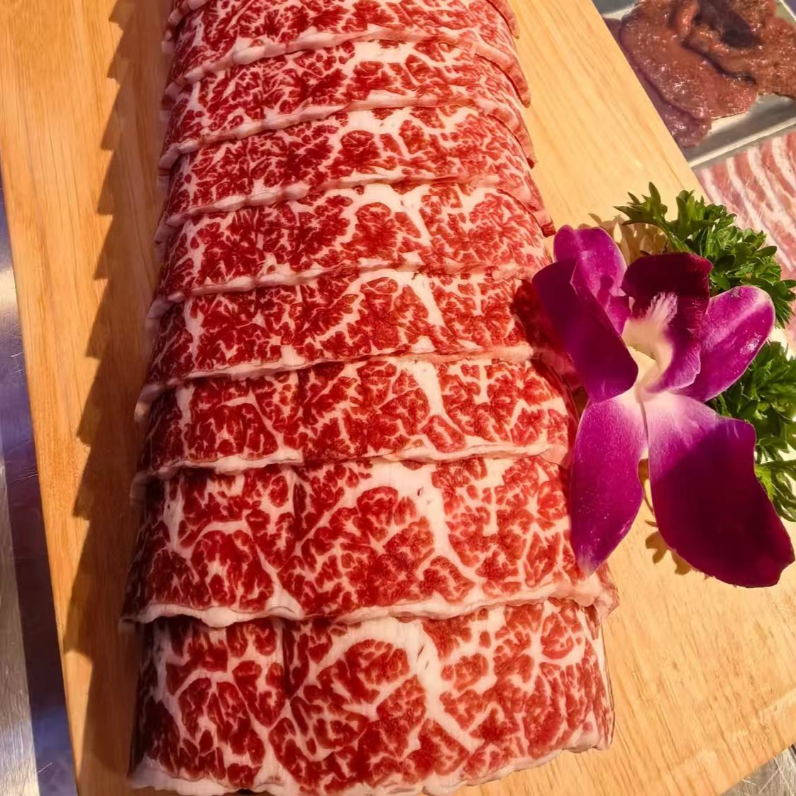 安格斯雪花肥牛片 鲜肉现切