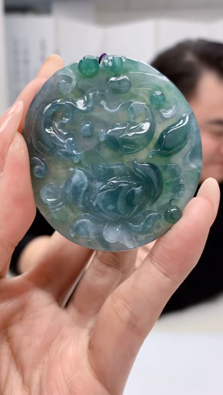 【闪购商品】定制翡翠未镶嵌5060MM-毛货挂件78