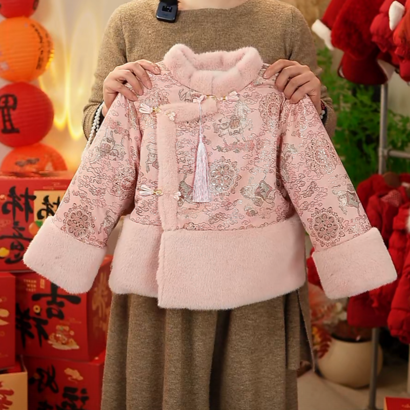 女童加厚加绒棉服儿童拜年服冬装洋气保暖新中式宝宝国风唐装外套