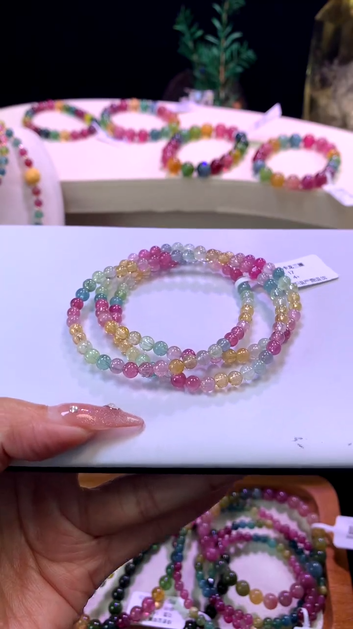 【闪购商品】碧玺手链未镶嵌【梦源珠宝】天然碧玺马卡龙多圈手链