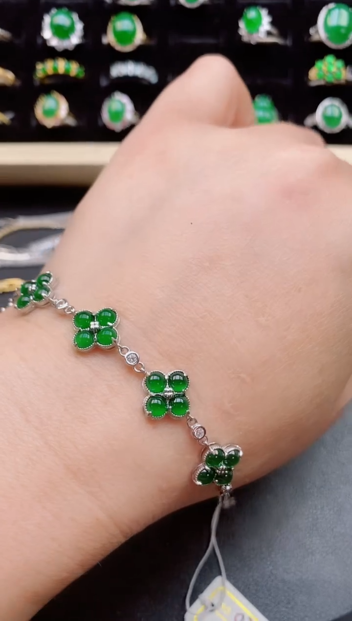 【闪购商品】翡翠手链银S925镶嵌58585