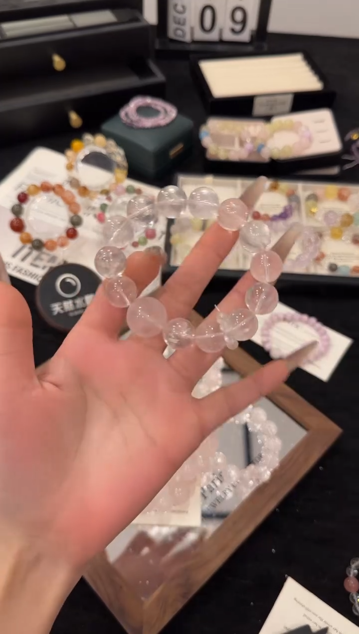 未镶嵌手链水晶粉水晶x3451