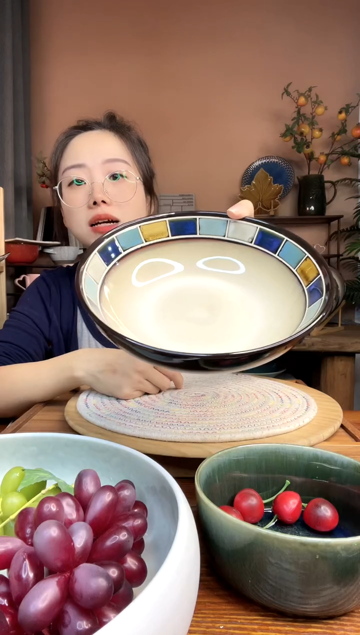 陶瓷8英寸蓝格子汤面碗 微瑕疵