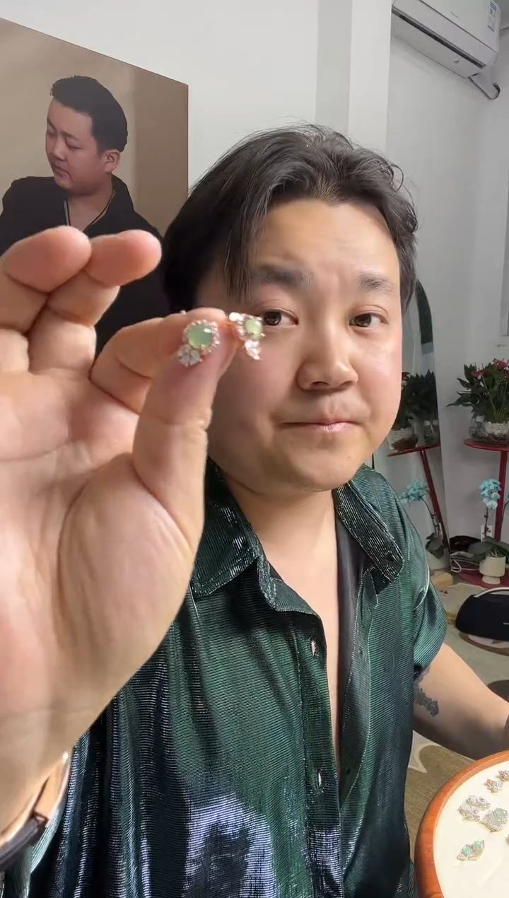 【闪购商品】翡翠耳饰银S925镶嵌耳环