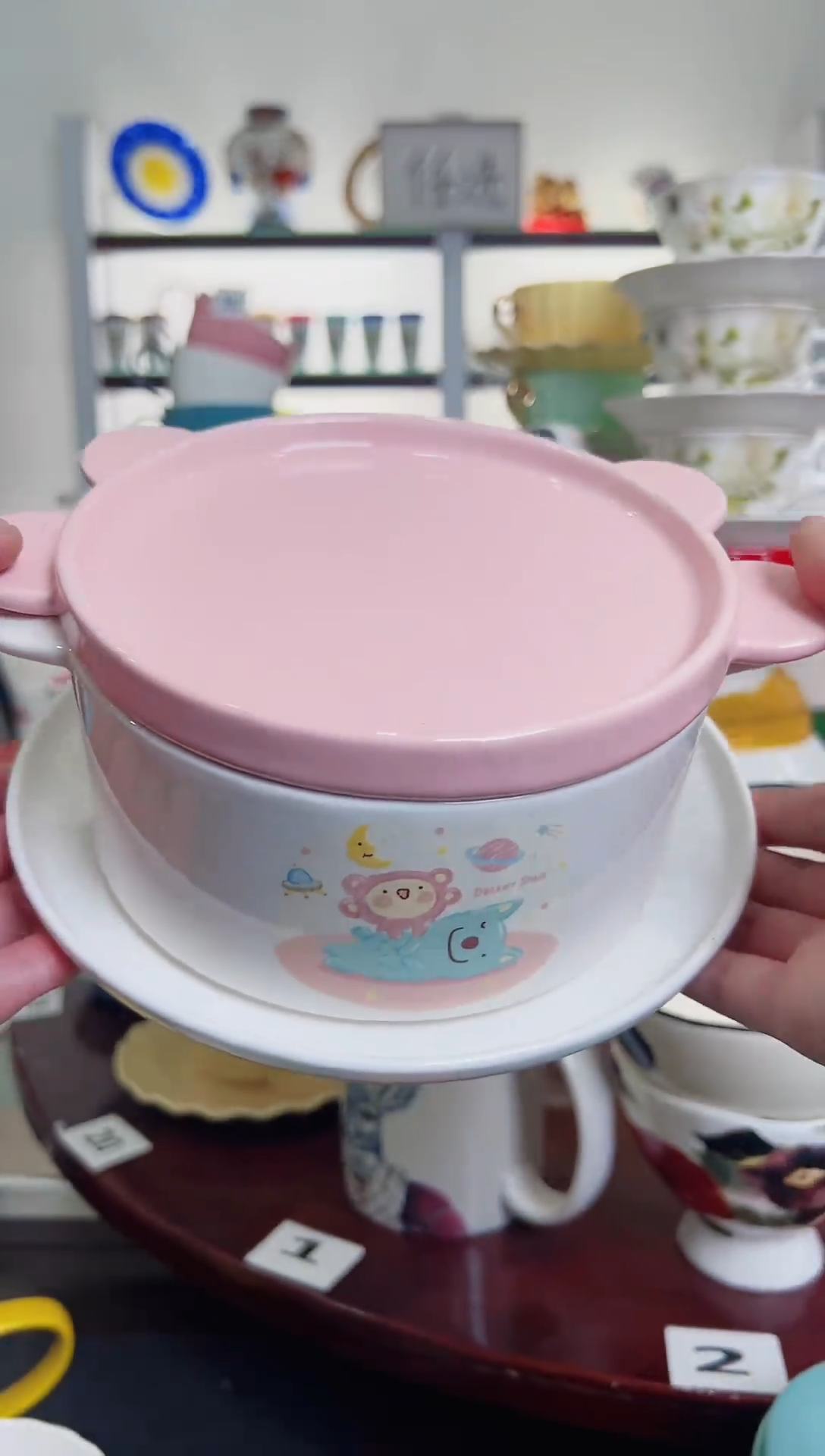 陶瓷手柄款泡面碗到手三件