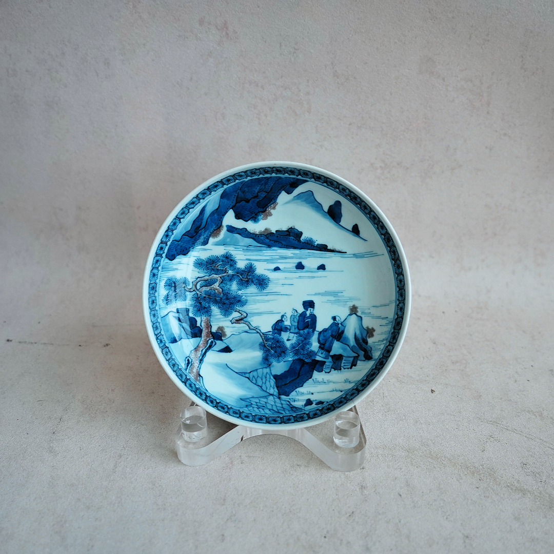 文华藏珍第310期拍品 15 清 青花釉里红山水人物图盘