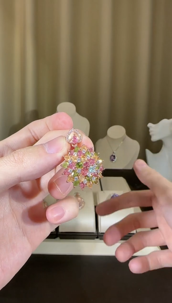 【闪购商品】碧玺颈饰银S925镶嵌设计款