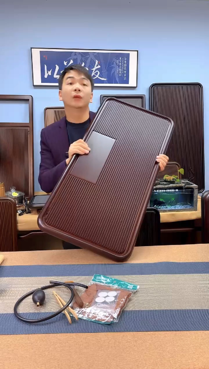 【闪购商品】凌龙红色款式茶盘90*43*4