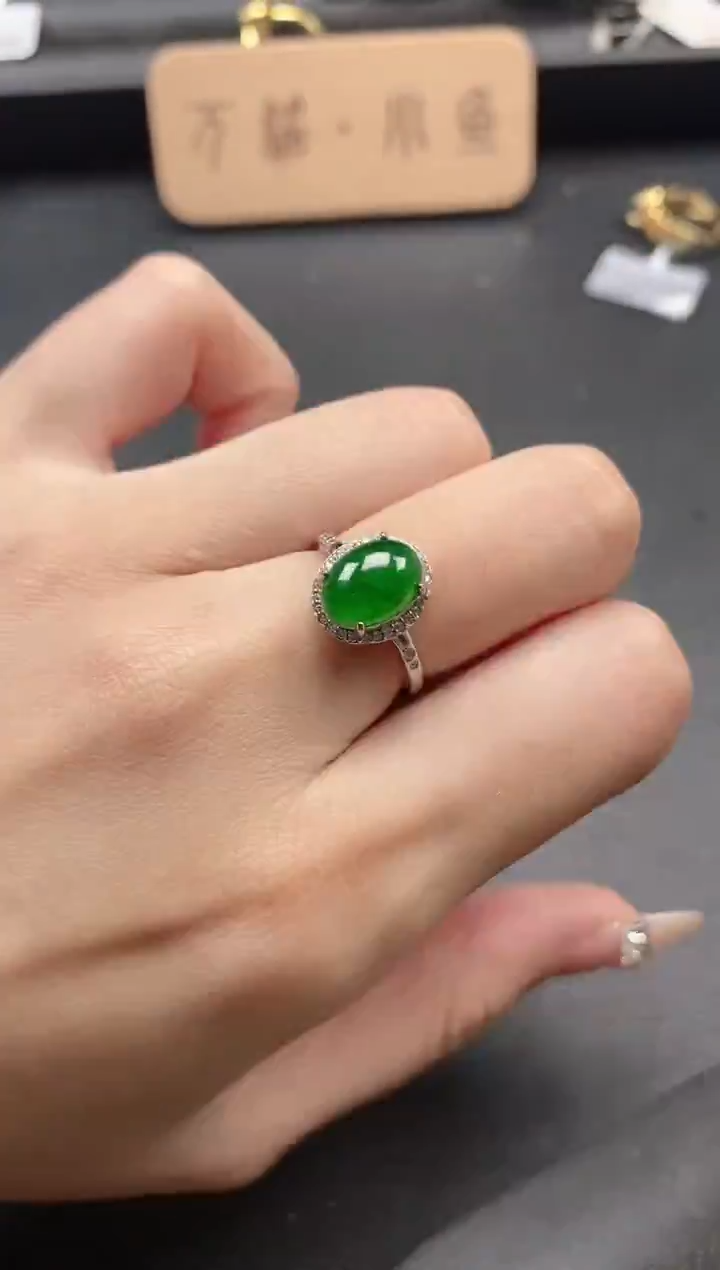 银S925镶嵌戒指翡翠51511