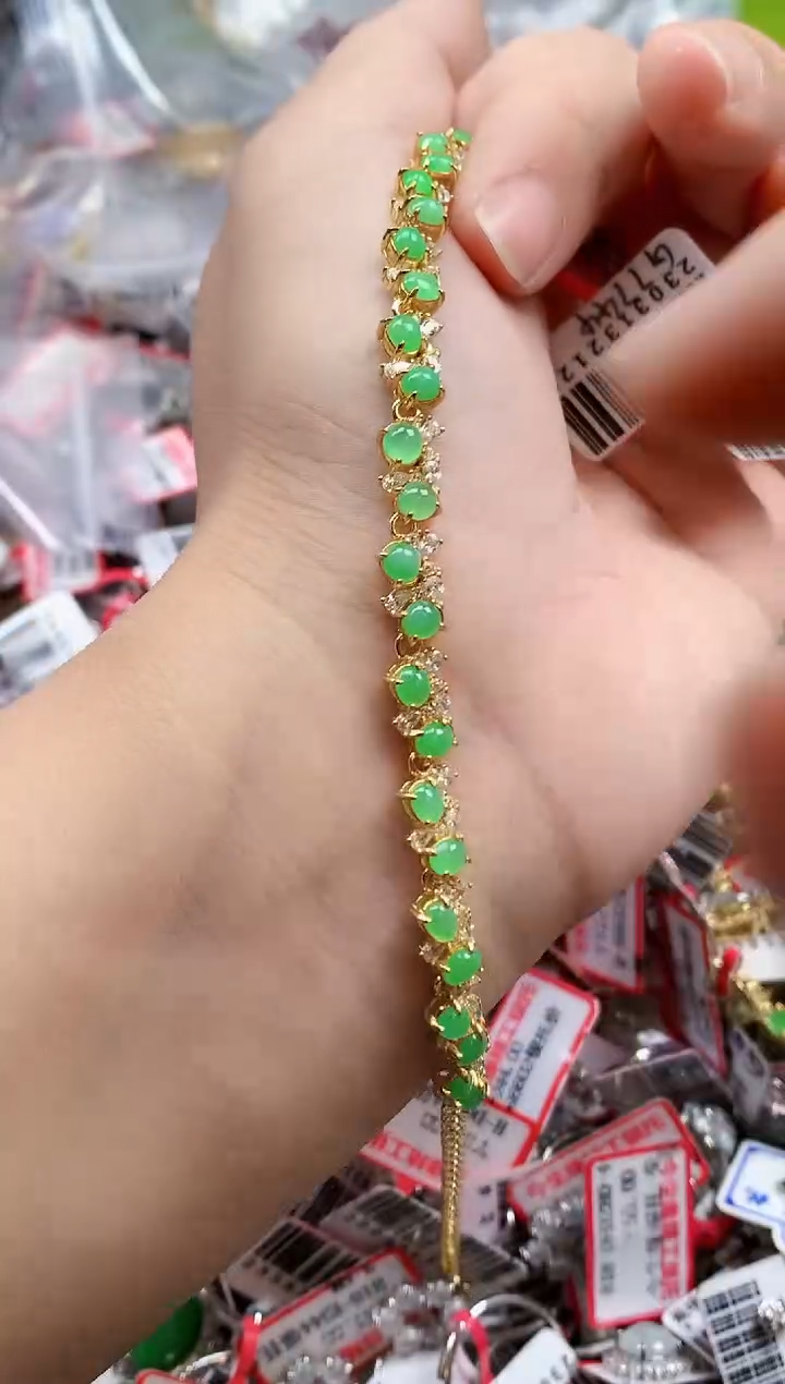 银S925镶嵌戒指翡翠天然A货缅甸翡翠