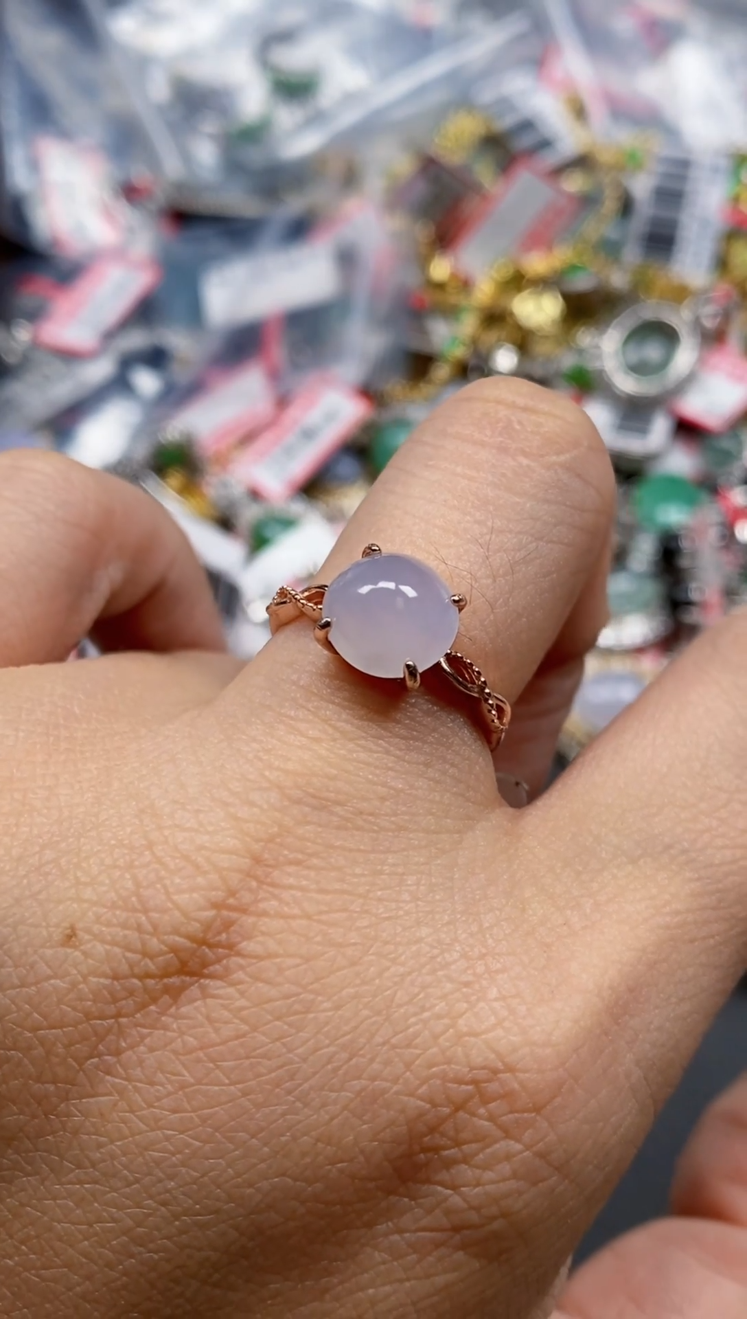 银S925镶嵌戒指翡翠天然A货缅甸翡翠