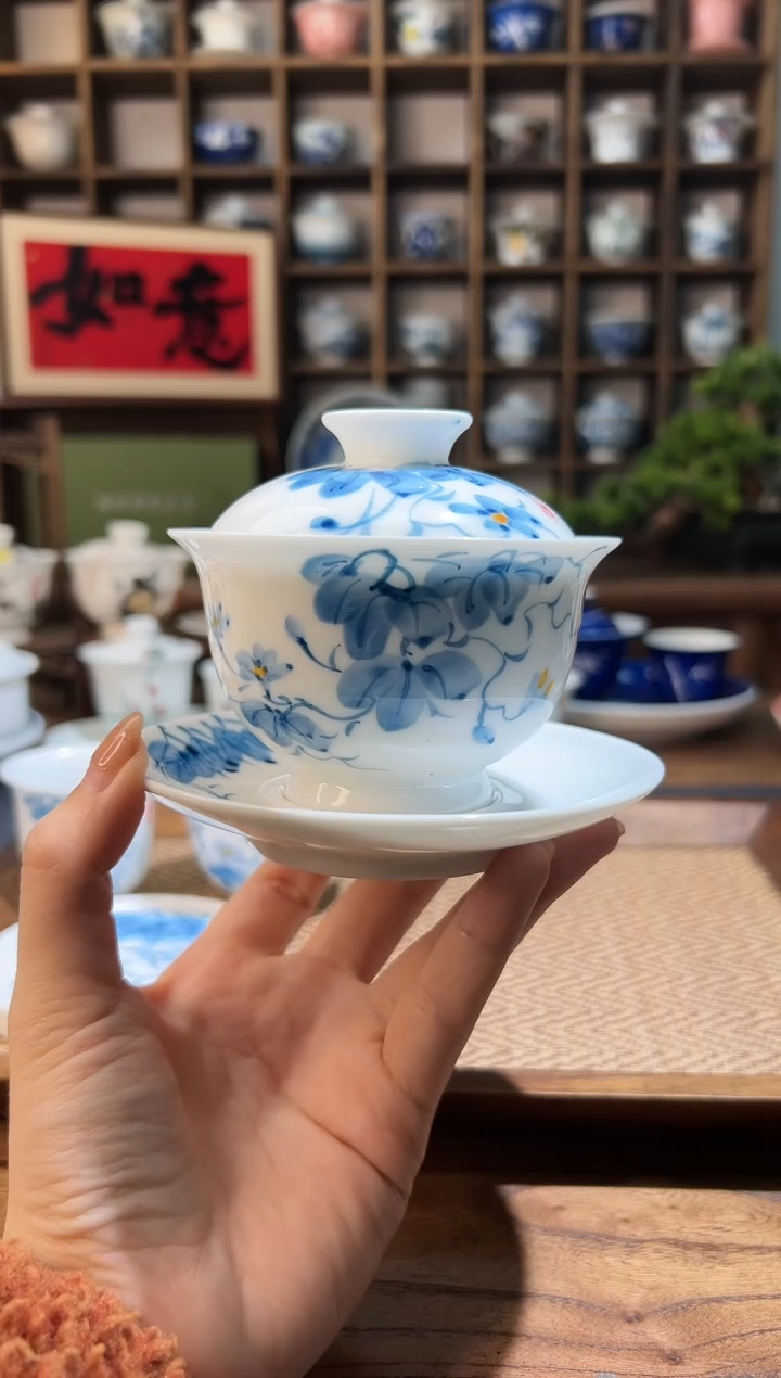 【闪购商品】180ml-牵牛花大盖碗+牵牛花底托