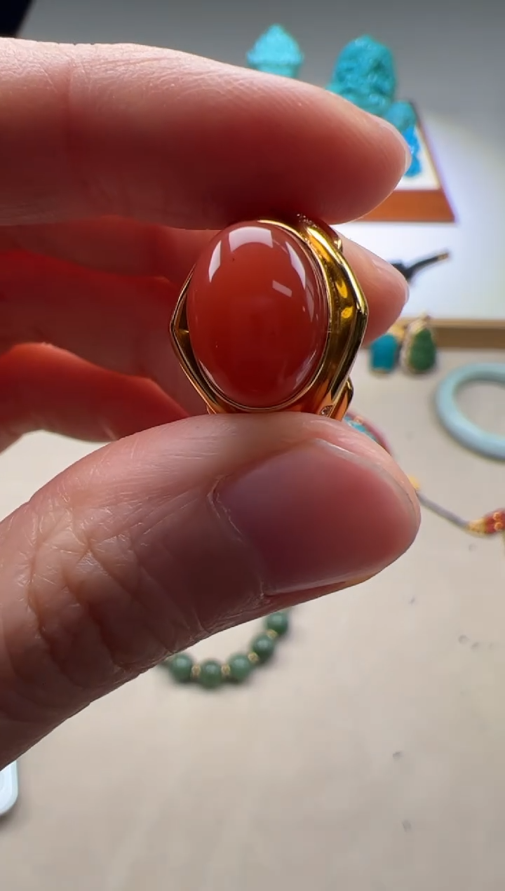【闪购商品】南红玛瑙配饰配饰18K金镶嵌配饰配饰