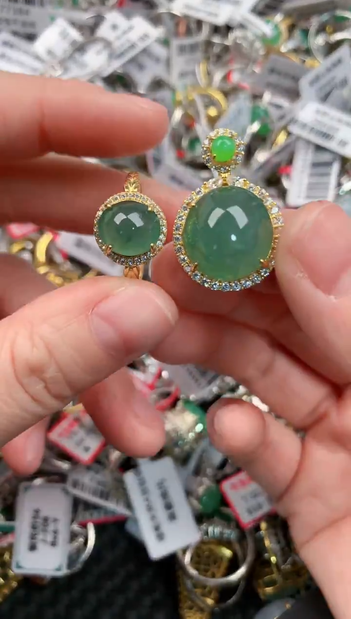 银S925镶嵌戒指翡翠444--4