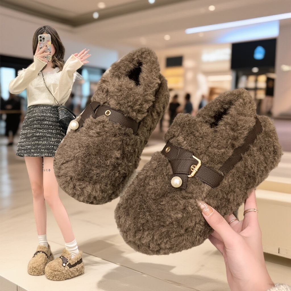 厚底增高毛毛鞋女外穿2025新款秋冬季短筒雪地靴加绒加厚保暖棉鞋