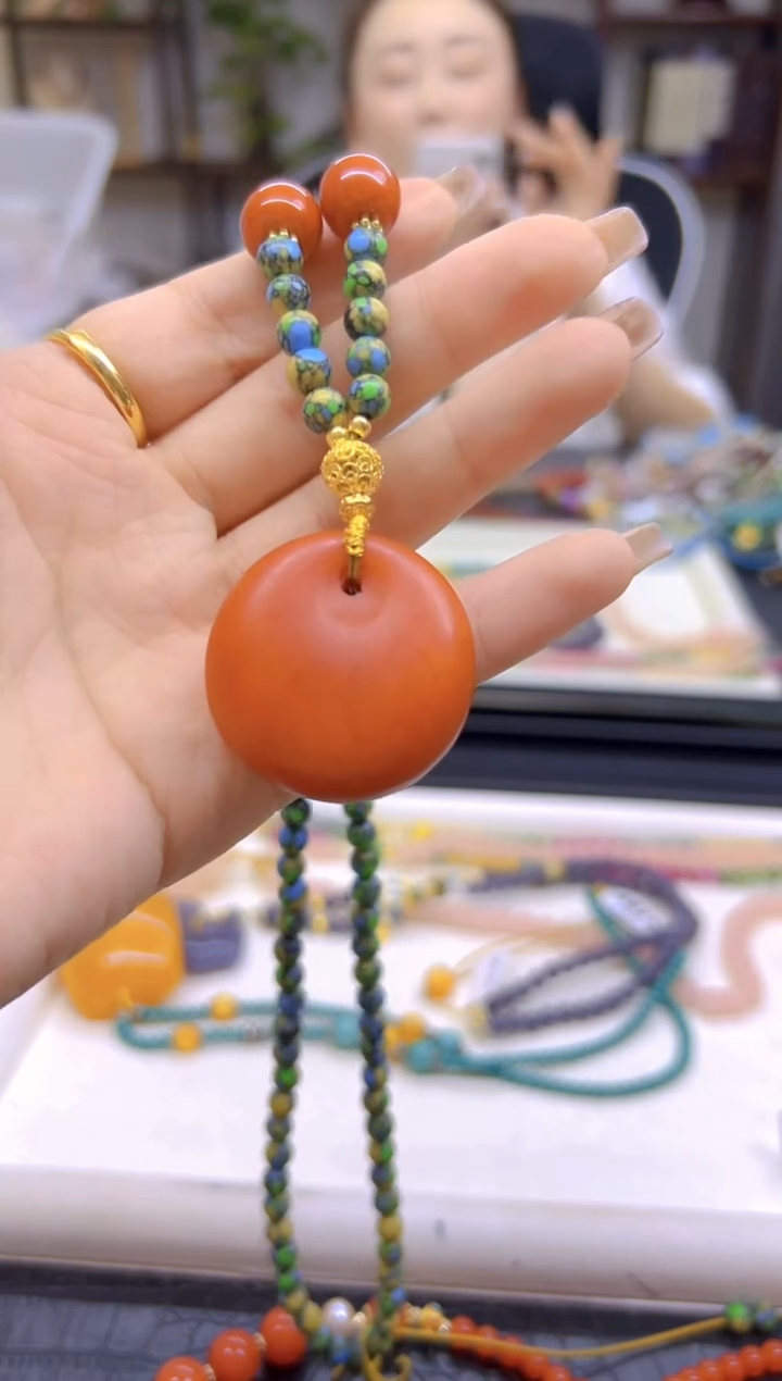 未镶嵌毛衣链蜜蜡DIY款M12