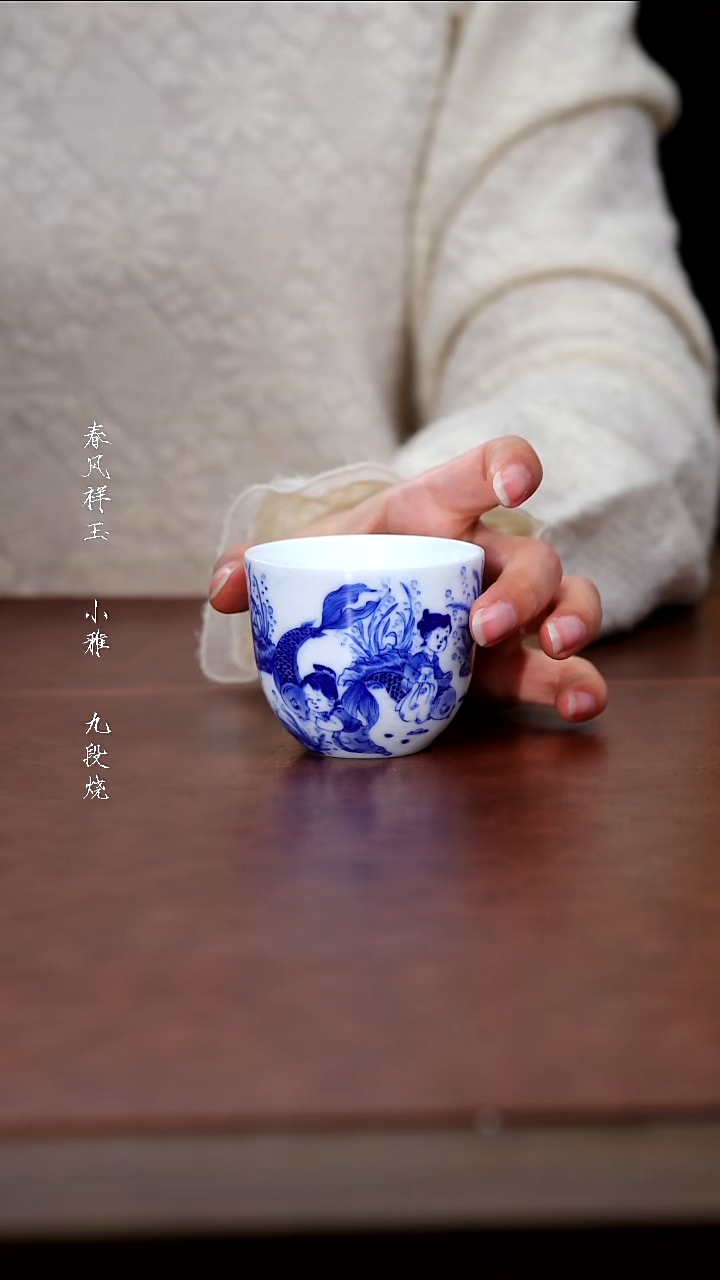 陶瓷妙手青花水底世界婴戏鸡缸