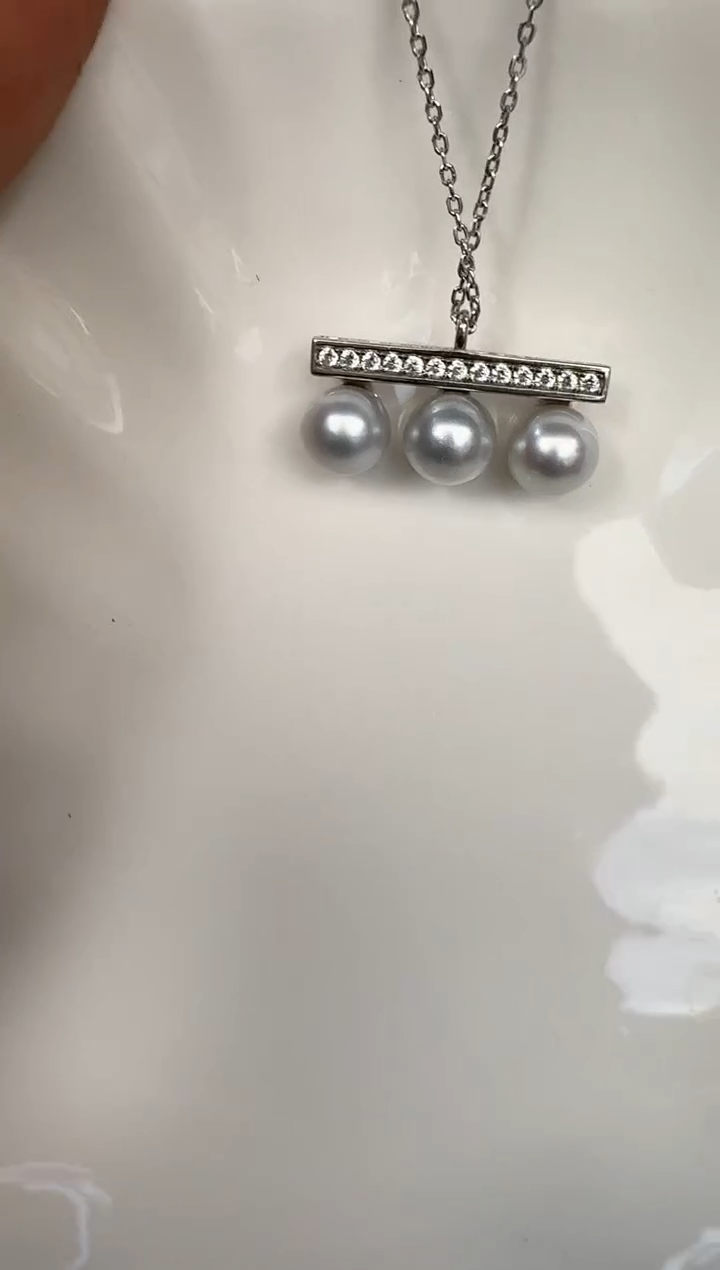 颈饰银S925镶嵌海水珍珠套链