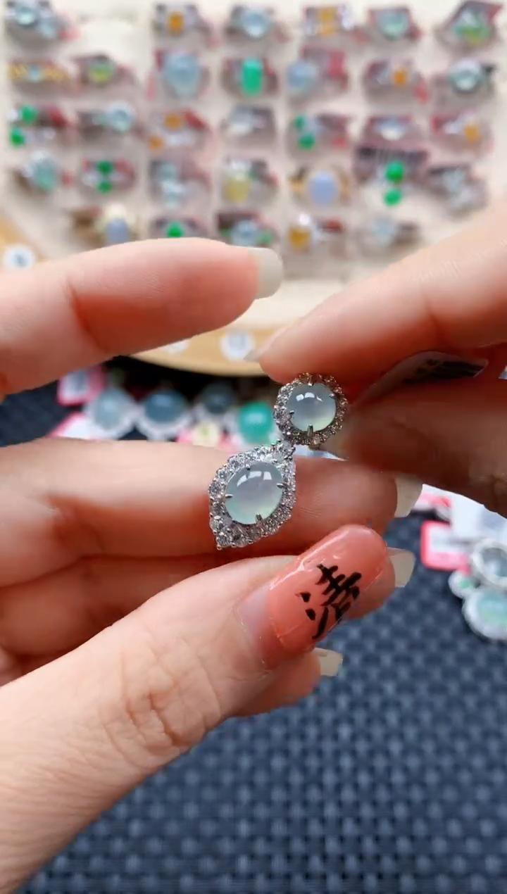 银S925镶嵌戒指翡翠天然A货缅甸翡翠