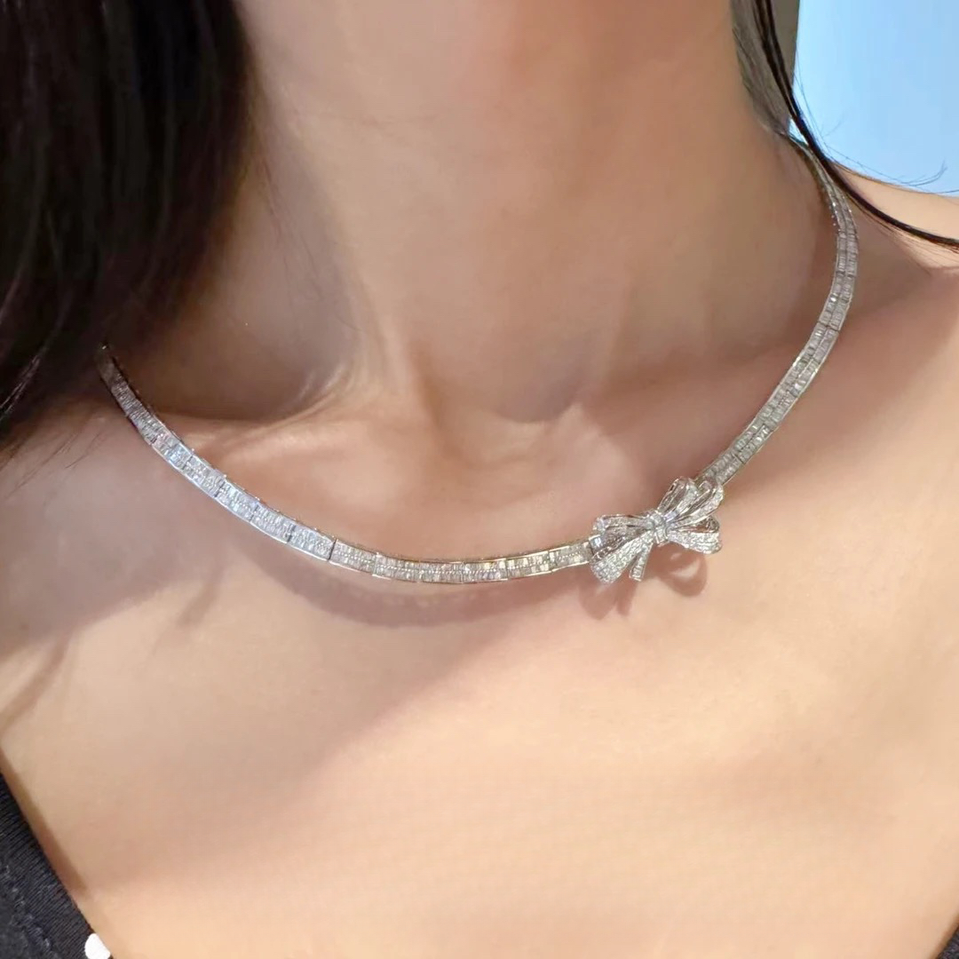 【QM珠宝】 0489 蝴蝶结满钻豪镶蹦迪链ZSXL