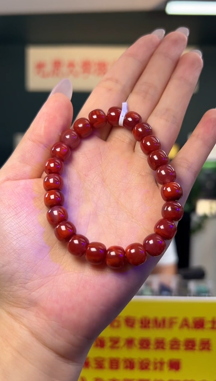 手串未镶嵌南红玛瑙南红玛瑙双色老型珠手串9mm