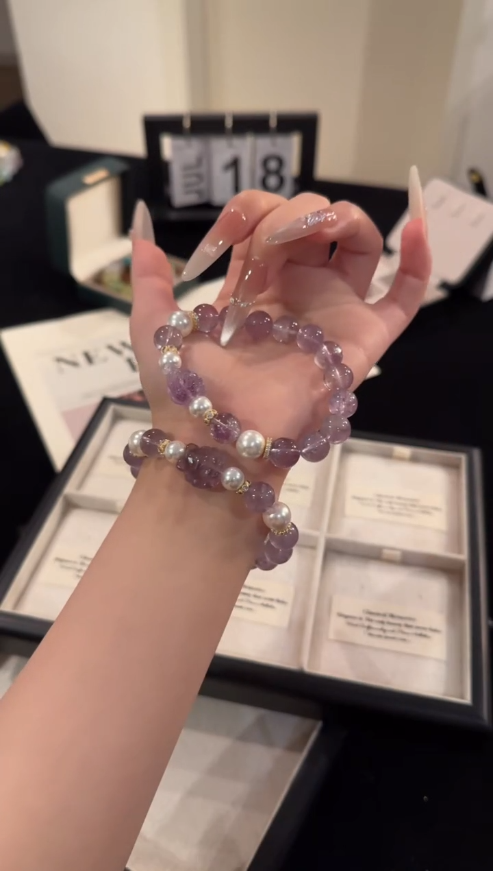 水晶手串合金紫水晶F1015