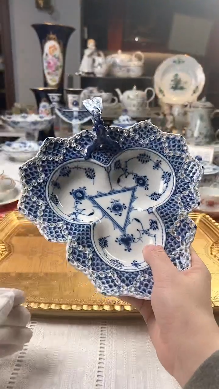 【闪购商品】瓷片哥本哈根全蕾丝镂空叶子盘