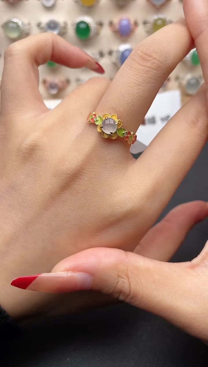 【闪购商品】翡翠戒指银S925镶嵌一物一证一礼盒