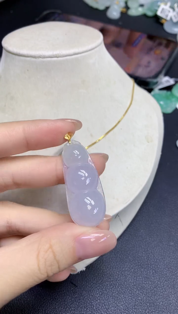 颈饰18K金镶嵌翡翠天然缅甸翡翠A货百元以上9元证书费自理