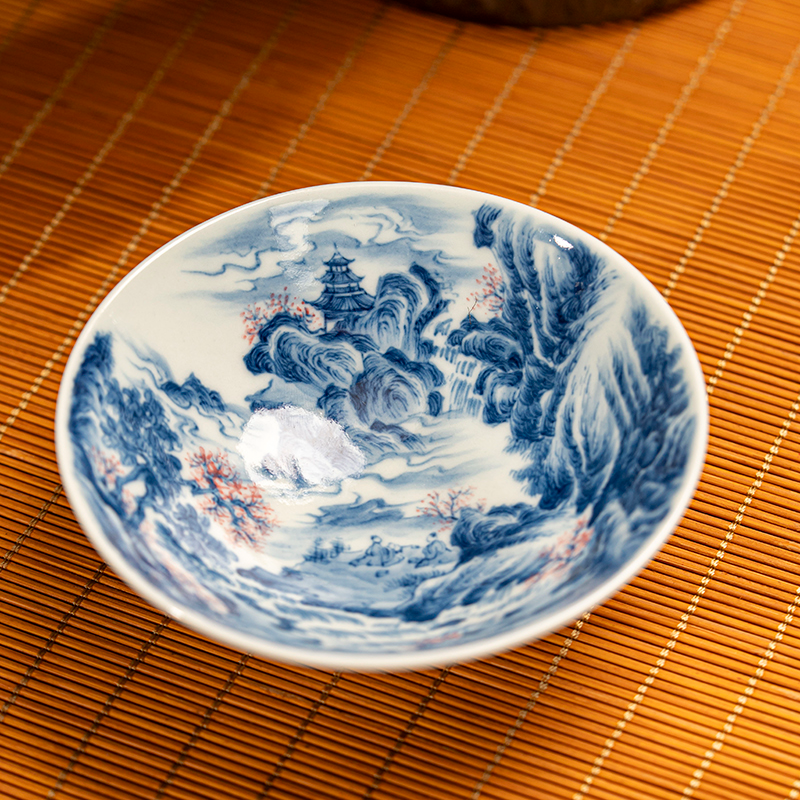 【小乔赏瓷】景琳藏桃源春山如笑斗笠杯jlc47