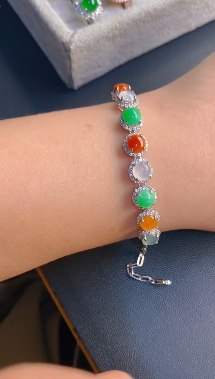 【闪购商品】翡翠耳饰银S925镶嵌天然A货翡翠1