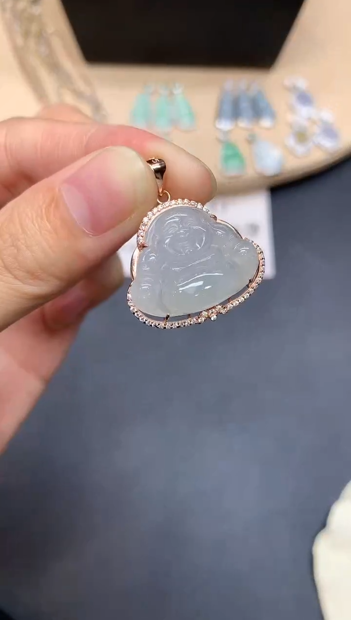 【闪购商品】翡翠吊坠(不含链)银S925镶嵌佛公【多样性发其一】