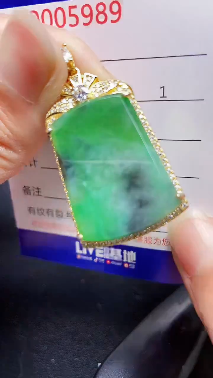 颈饰银S925镶嵌翡翠5989