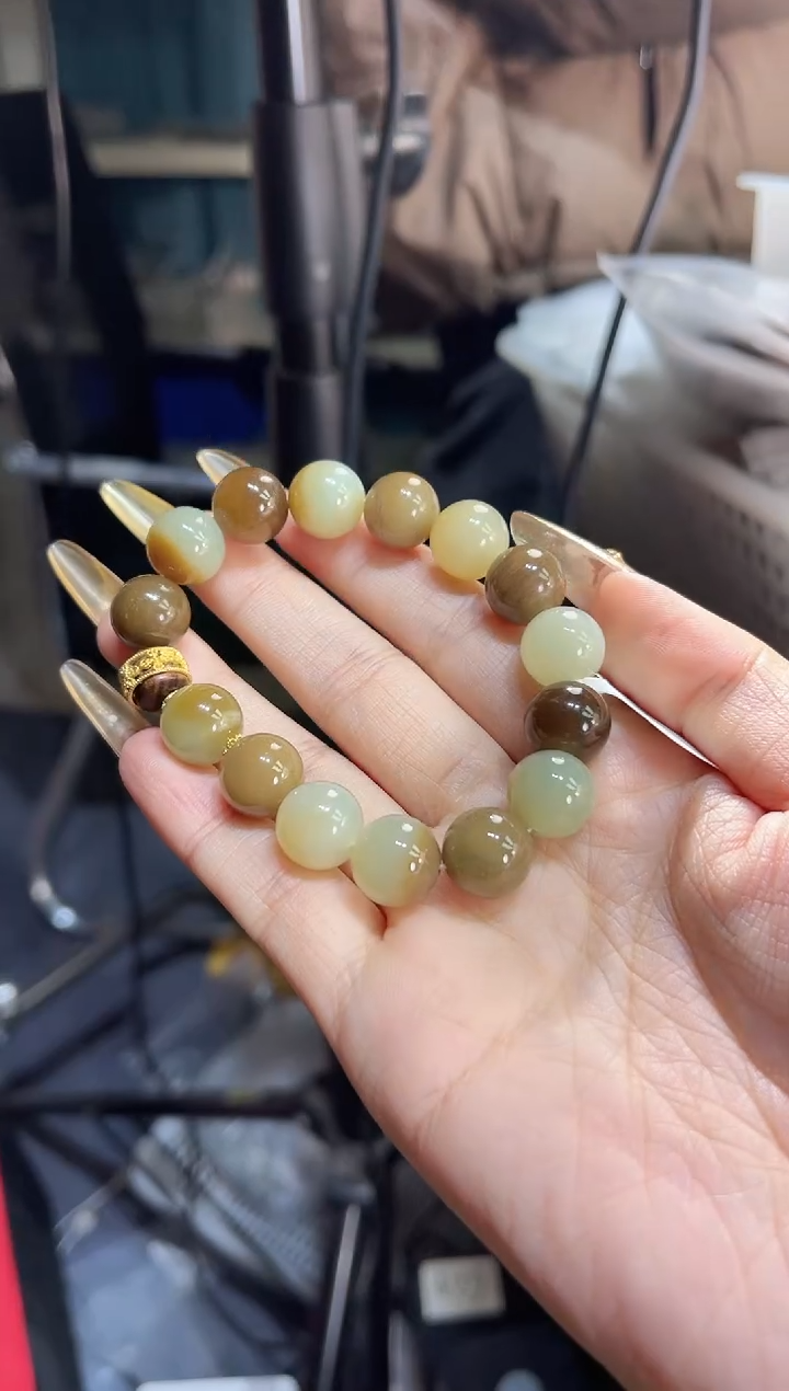 银S925镶嵌手链和田玉多样性发其一