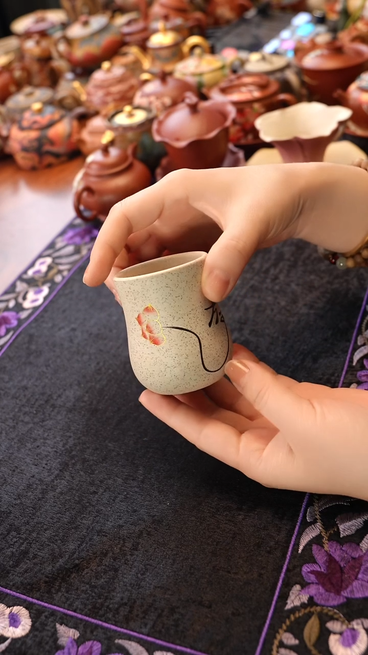 茶壶紫砂白段泥莲花 静心杯