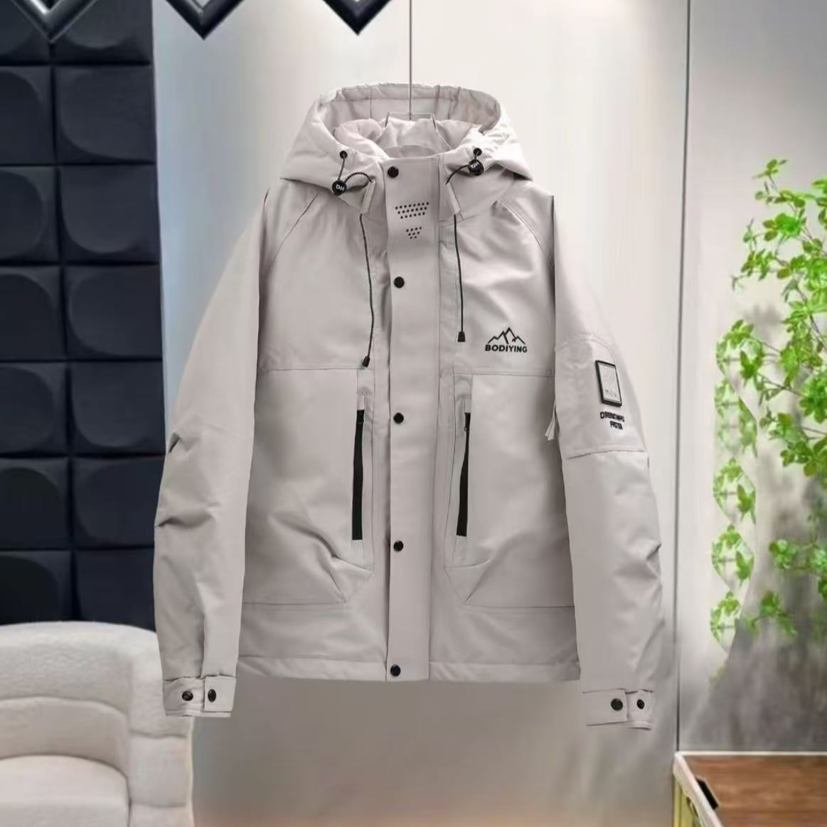 多多-9013【山海画境】新款男女冬季加厚绵羊毛青年百搭连帽外套