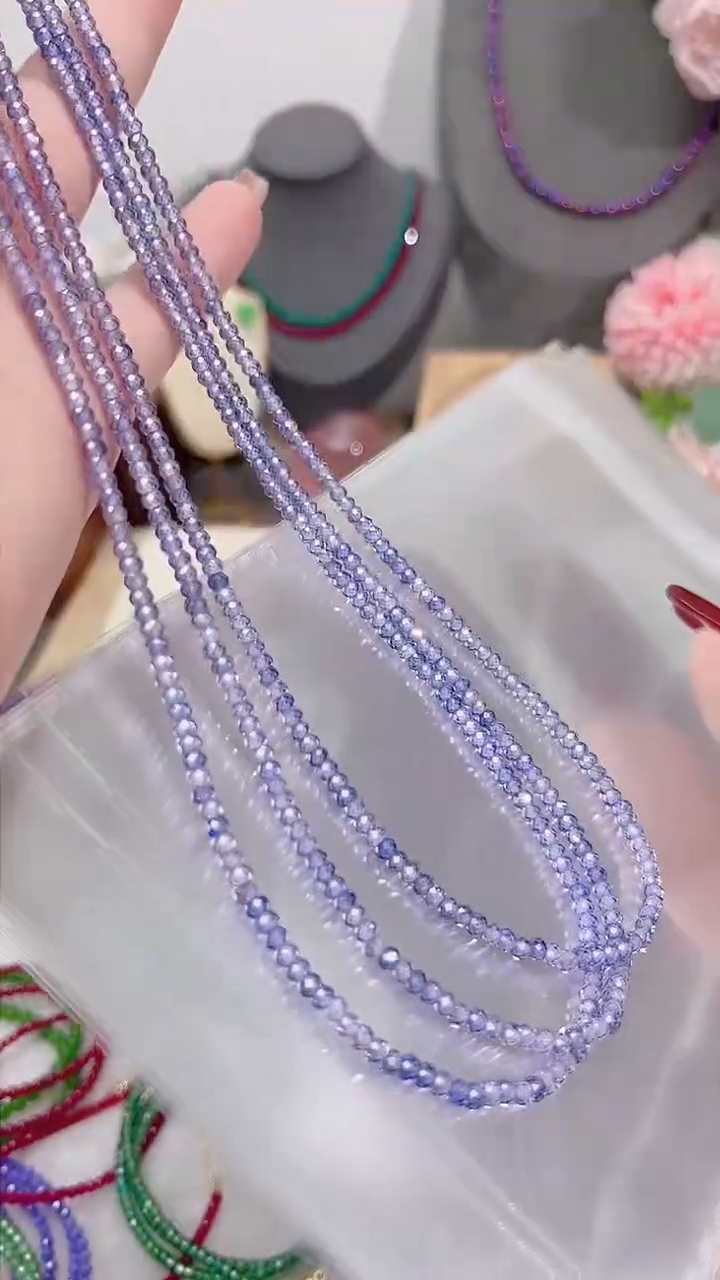 银S925镶嵌锂辉石项链紫99