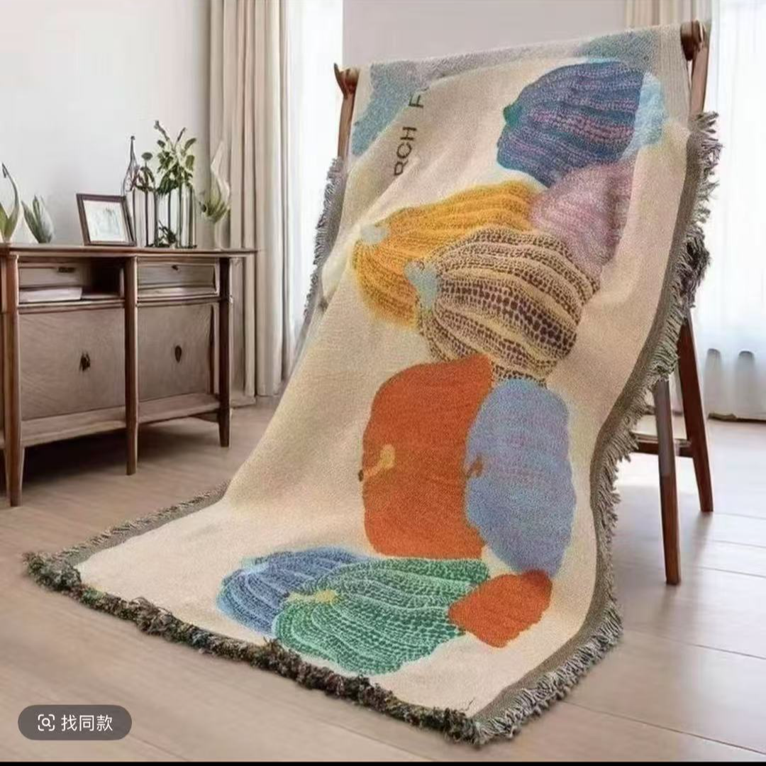 【多彩南瓜】140*180+-5贵妃位位靠背扶手沙发巾沙发毯全盖沙发垫