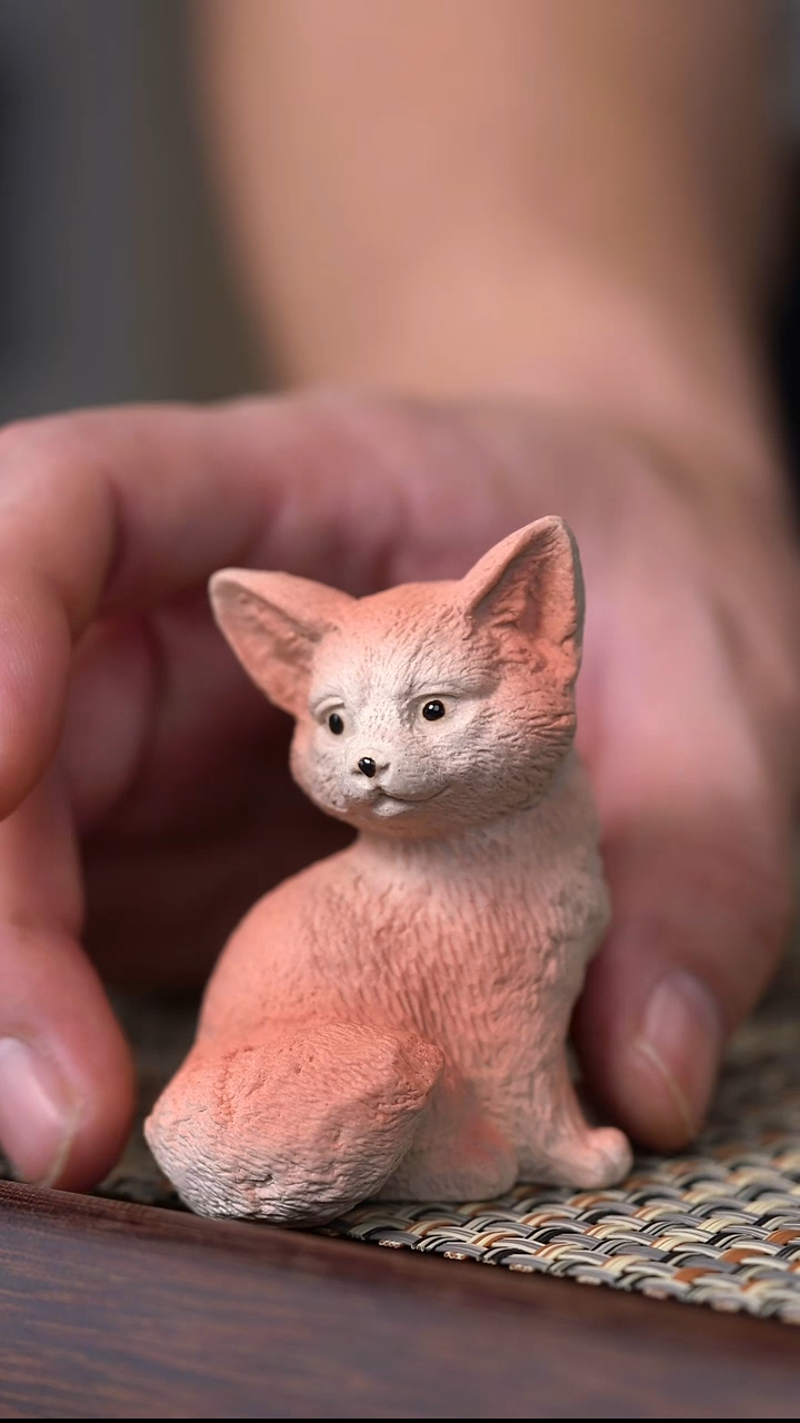 茶壶紫砂老桥说器 白玉段小柴犬