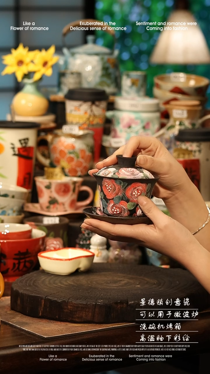 陶瓷景德镇高温釉下彩手工手绘款式