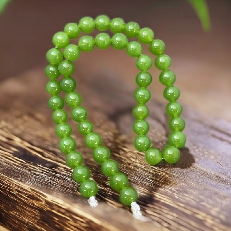 【恩上珠宝】天然玉石 044 和田苹果绿10mm