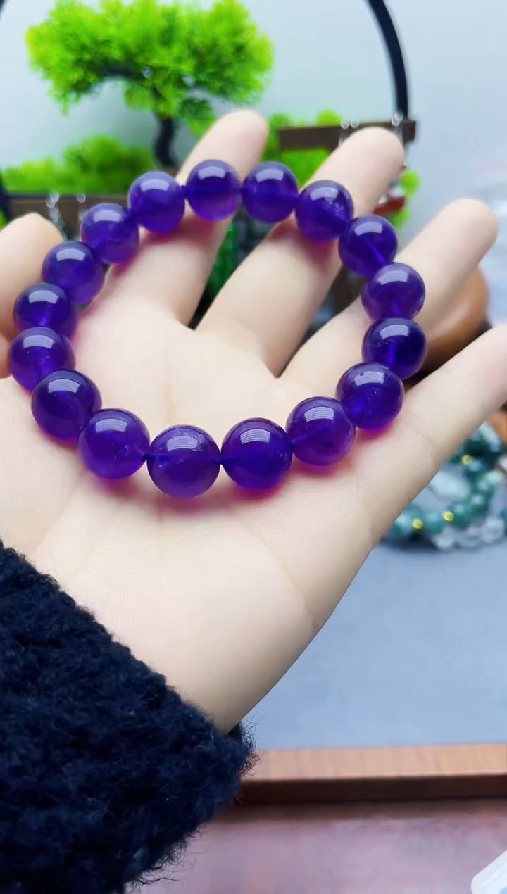 未镶嵌耳饰玛瑙/玉髓紫色手链