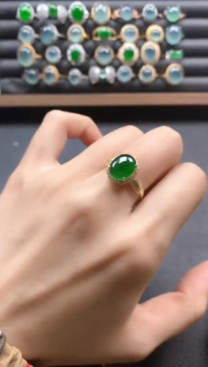 银S925镶嵌戒指翡翠5111