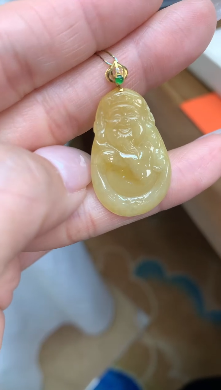 【闪购商品】翡翠颈饰18K金镶嵌财神