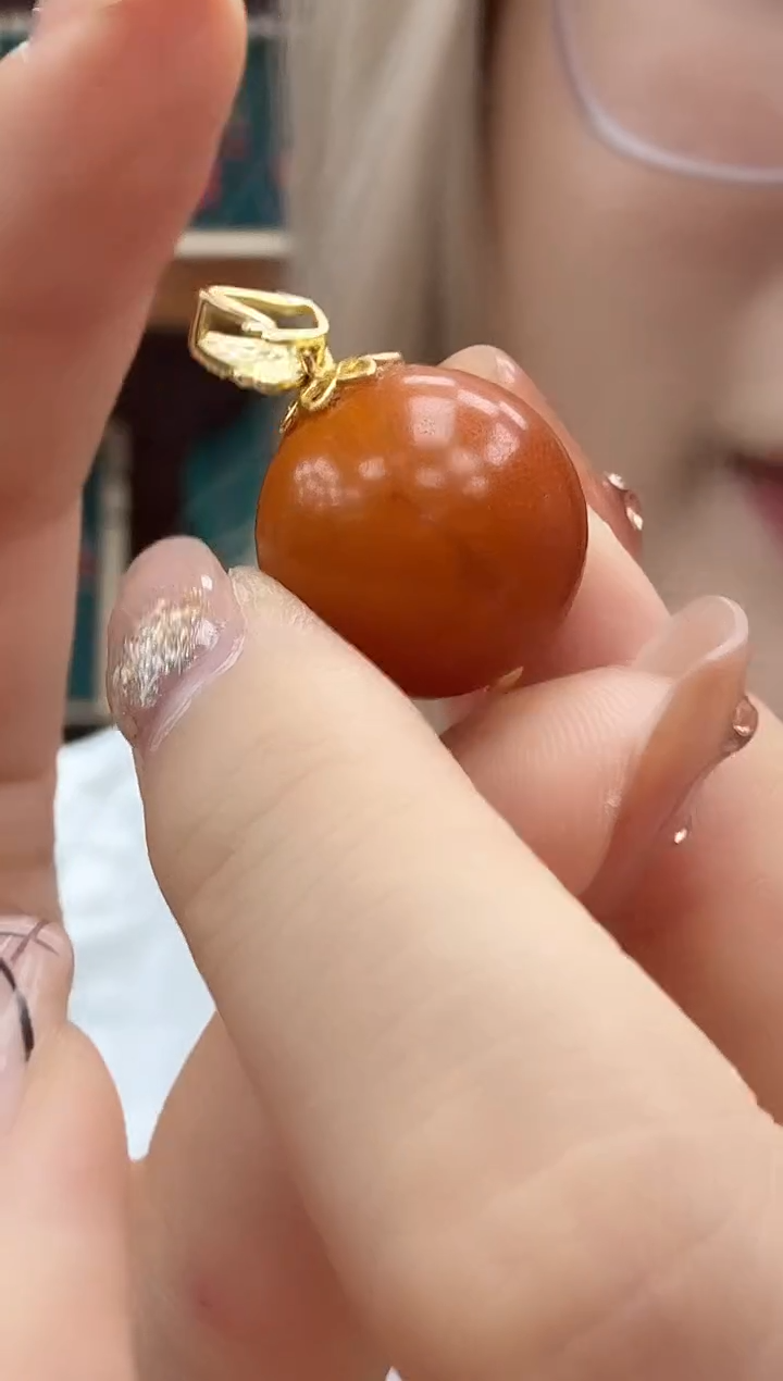蜜蜡吊坠(不含链)银S925镶嵌蜜蜡老蜡珠