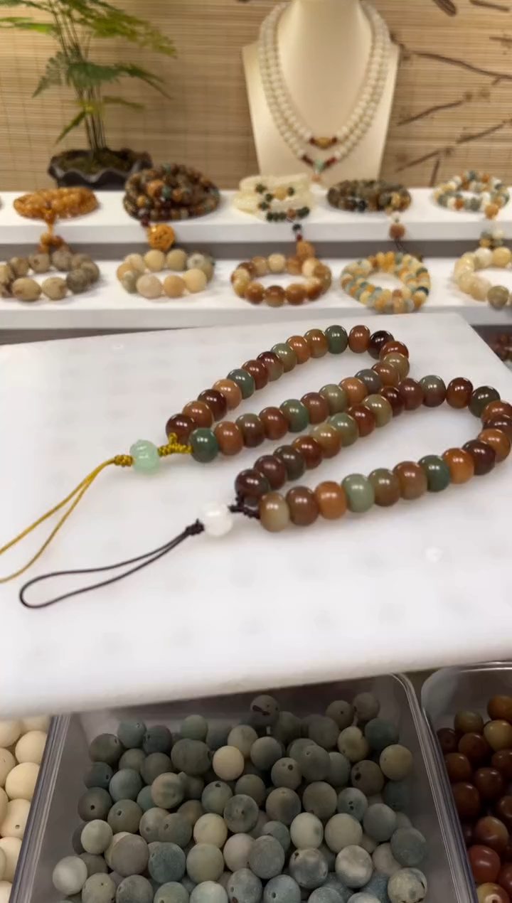 【闪购商品】白玉菩提手串卡12敦煌算盘手机链